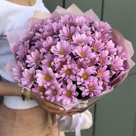 Букет из 9 розовых кустовых хризантем
