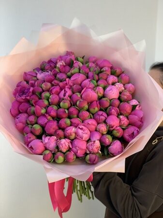 Букет из 101 розового пиона
