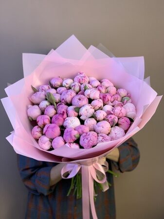 Букет из 51 розового пиона