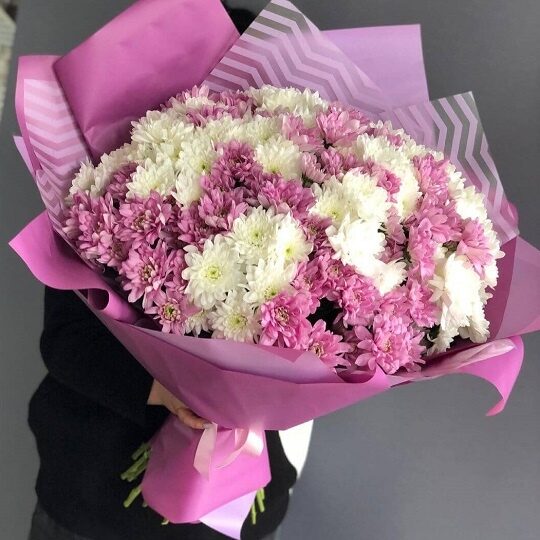 Букет из 35 кустовых хризантем